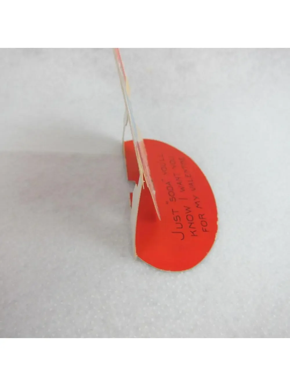 Vintage Valentine Die Cut Blonde Girl Boy Tennis Racket Soda Pop Red Heart Stand